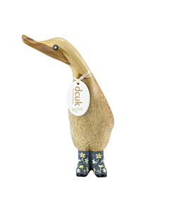 DCUK Natural Finish Duckling with Floral Welly Boots-Grey